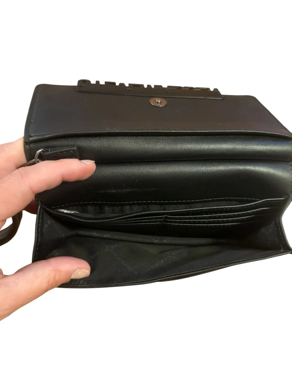 Steve Madden Black Leather Wristlet Wallet